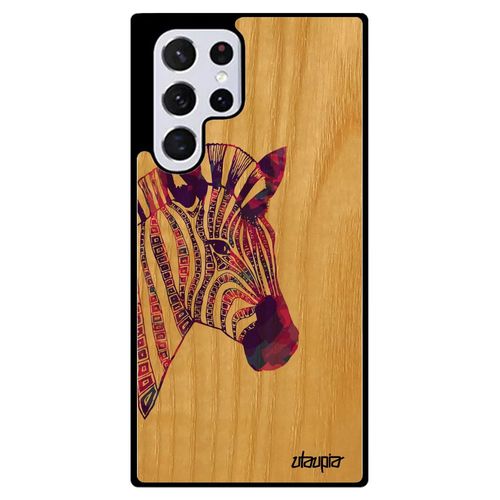 Coque En Bois Naturel Silicone Galaxy S22 Ultra Zebre Housse Violet Multicolore Personnalisé Dessin Animaux Azteque Pastel Samsung