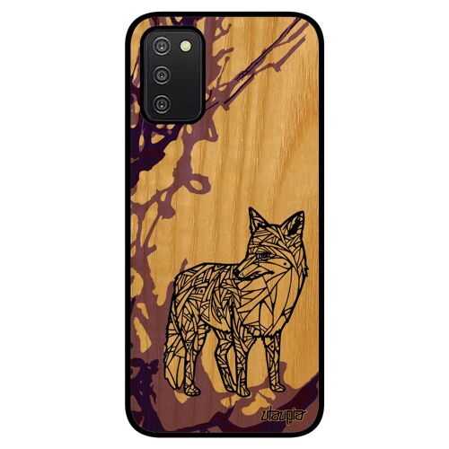 Coque Silicone A03s En Bois Renard Cadeau De Noel Etui Case Violet Animal Ethnique Frêne Goupil Bumper Sm-A037f/Ds Samsung Galaxy