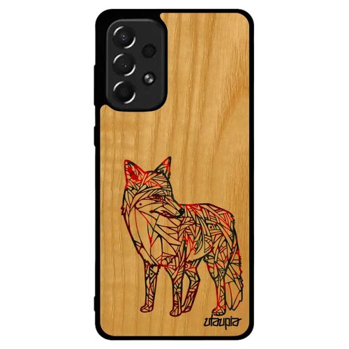Coque Renard Samsung Galaxy A73 En Bois Silicone Animal Etui Azteque Multicolore Caoutchouc Dessin Renardeau Pastel Petit Veritable