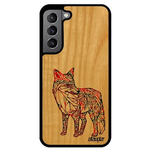 Coque Renard Samsung S22 En Bois Silicone Motif Dessin Renardeau Petit Ethnique Telephone Homme Azteque Animal Tribal Mobile Galaxy