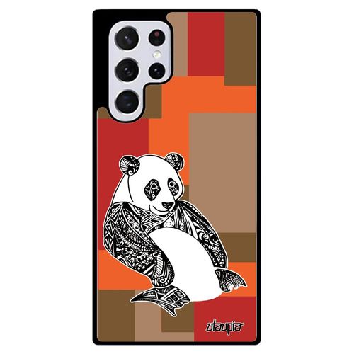 Coque Panda Samsung S22 Ultra Silicone Geometrique Portable Cube Asie Marron Chine Mobile Fantaisie Azteque Souple Dessin De Galaxy