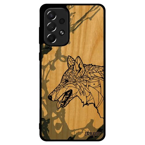 Coque Bois Pour Samsung Galaxy A73 Silicone Loup Tatouage Animaux Cover Dessin Alpha Azteque Ethnique De Protection Case Art Couleur