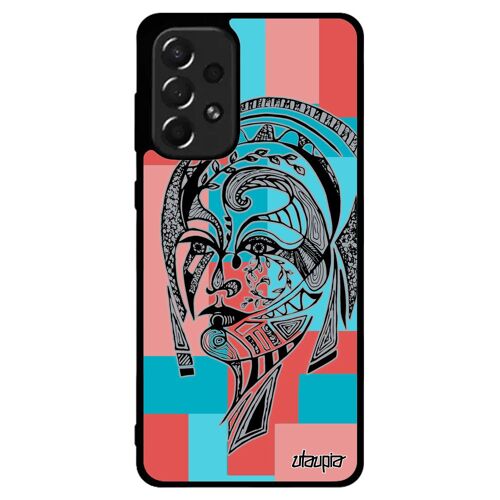 Coque Silicone A73 Femme Portrait Unique Etui Fee Fille Rose Cube Dessin Carré Florale Geometrique Antichoc Tpu De Samsung Galaxy