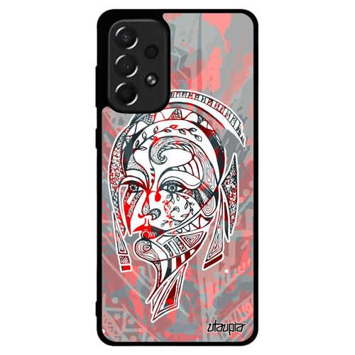 Coque pour Samsung A73 silicone femme psychédelique azteque cadeau fete des meres dessin Rouge rigide princesse portrait case galaxy