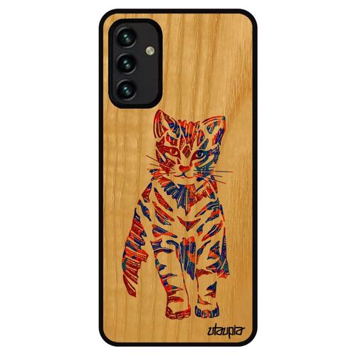 Coque Galaxy A13 4g Bois Silicone Chat Mignon Impression Bumper Femme Tpu Pastel Etui Animaux Felin 4g Petit Multicolore Tattoo Samsung