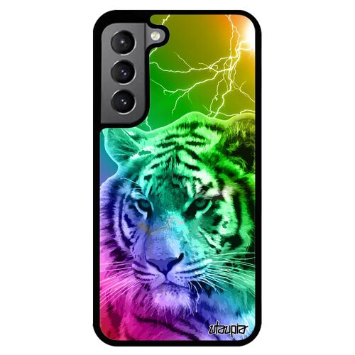 Coque Tigre S22+ Plus Silicone Personnalisé Pas Cher Antichoc Multicolore Felin Arc En Ciel Caoutchouc Housse Eclair Samsung Galaxy