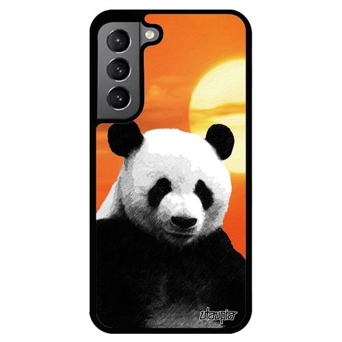 Coque En Silicone Pour Galaxy S22 Panda Geant Rigide Ecolo Ours Couché De Soleil Case Telephone Ecologie Ciel Orange Design Samsung