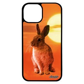 Coque silicone pour iPhone 13 mini lapin pas cher de paques orange mobile belier alu couché de soleil antichoc housse mignon
