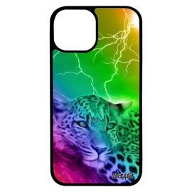 Coque Iphone 13 Mini Silicone Leopard Guepard Jaguar Arc En Ciel Predateur Dessin Jaune Animal Etui Eclair Multicolore Felin