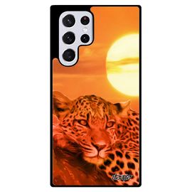 Coque Pour Galaxy S22 Ultra Silicone Leopard Guepard Jaguar Telephone Ciel Couché De Soleil Animal Design Fauve Etui Bumper Samsung