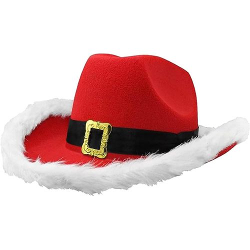 Chapeau De Cowboy De Noël - Durable Élégant Décoratif Père Noël Western Chapeau
