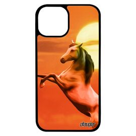 Coque pour iPhone 13 mini silicone cheval ciel case aluminium animaux antichoc orange design equitation animal poulain poney
