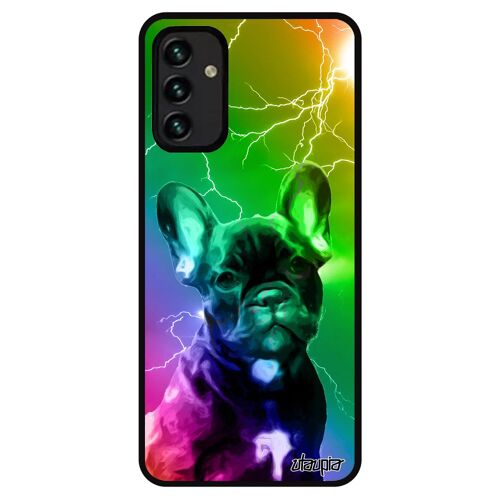 Coque A13 4g Silicone Chien Bulldog Francais Telephone Dessin Design Vert Arc En Ciel Multicolore Animaux Etui Animal De Samsung Galaxy