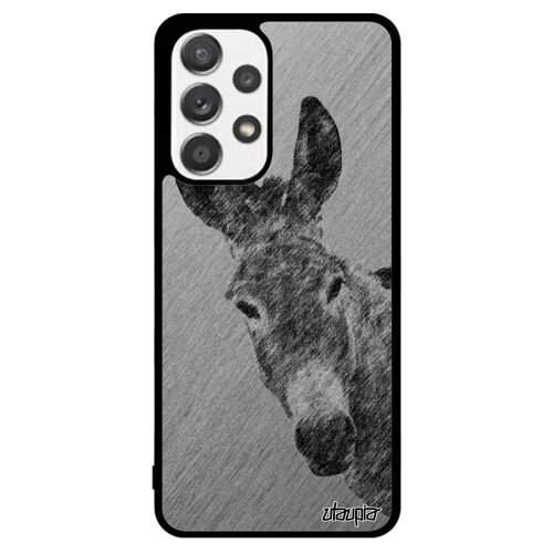 Coque silicone ane pour Samsung A53 gris effet mobile anesse design tetu animal animaux de protection bourrique dessin mule galaxy