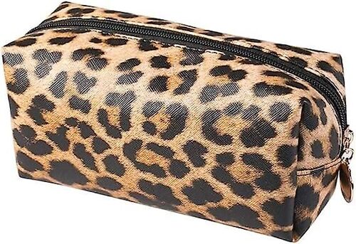 Leopard Print Make Up Bag Square Fashion Travel Cosmetic Bags Brush Pouch Trousse De Lavage Trousse De Lavage De Voyage Portable Housse De Maquillage Pour Femmes Fillesbrown1pc
