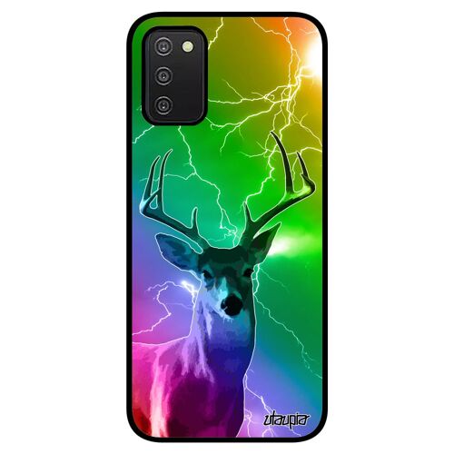 Coque cerf A03S silicone aluminium multicolore brame housse animal eclair biche gibier vert animaux mobile design Samsung galaxy