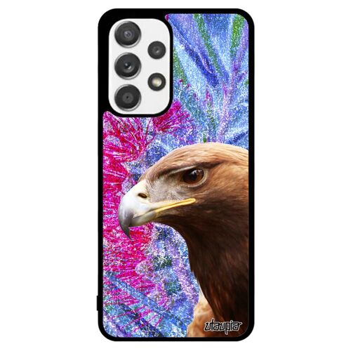 Coque aigle A53 silicone housse motif animal caoutchouc royal bleu antichoc smartphone rapace fleurs oiseau animaux Samsung galaxy