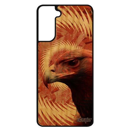 Coque pour Samsung S21 FE bois naturel silicone aigle orange mandala rapace royal case design telephone texture de protection galaxy