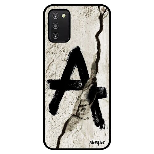 Coque A03s Silicone Anarchie Metal Tatouage Homme Tag Bumper Cassé Punk Revolte Idéologie De Protection Symbole Etui Samsung Galaxy