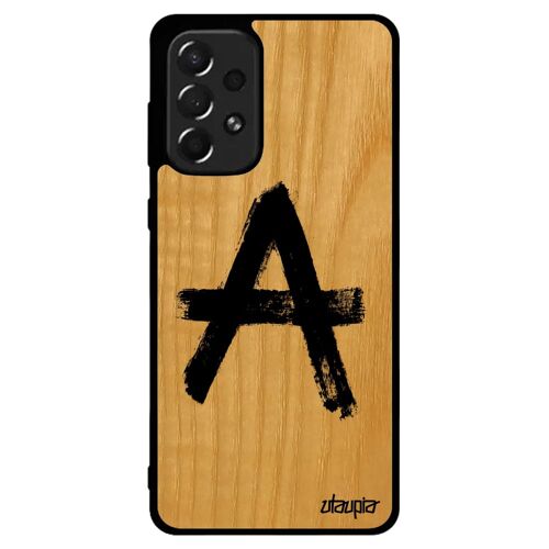 Coque Anarchie Samsung A73 Bois Silicone Housse Mobile Metal Urbain Tpu Realiste Punk Peinture Tague Tatouage Made In France Galaxy