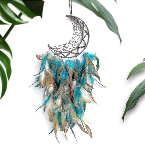 Green Dream Catchers, Large Moon Dream Catcher Pour Chambre À Coucher, Perfect Handmade Dream Catchers Wall Decor Hanging Ornament Art Craft Gift (Lune Verte)