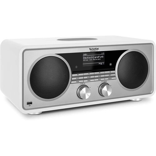 TechniSat DIGITRADIO 602 - Radio stéréo Internet (Dab+, FM, subwoofer, CD, USB, Streaming Audio Bluetooth et Spotify, AUX, WLAN, réveil, Chargement sans Fil, Commande par app) Blanc