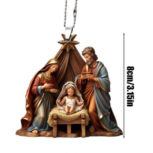 2024 New 3D Christmas Nativity Scene Ornaments Easter Acrylic Car Hanging Christmas Tree Decoration For 2024 New Year