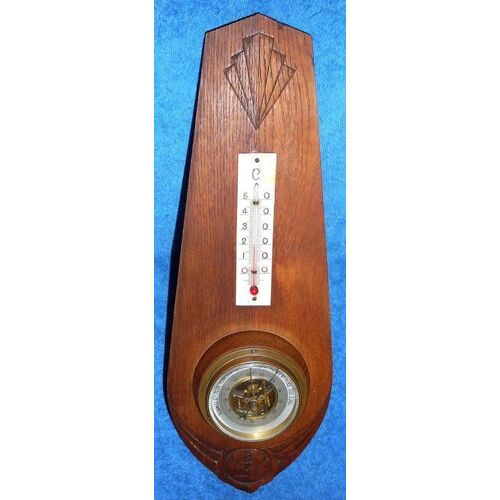 Thermometre Barometre 1970 Bois Massif Verni