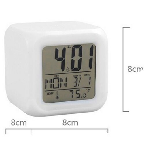 Réveil Numérique Led 7 Couleurs Changeantes, Thermomètre De Bureau, Nuit, Lumineux, Cube Lcd, Horloge, Décoration De La Maison, Pour Chambre D'enfant