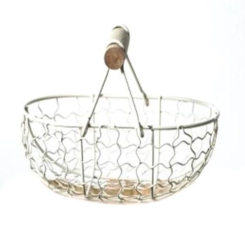 Poignée en bois Métal Rétro Panier Portable Multi-fonction Légumes Fruits Oeufs Épicerie Pratique St
