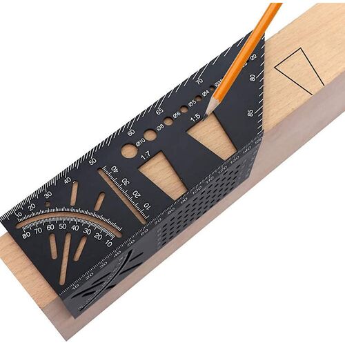 Alliage d'aluminium Boiserie Taille carrée Règle de mesure, Acsergery 3d Mitre Angle Measuring Gift