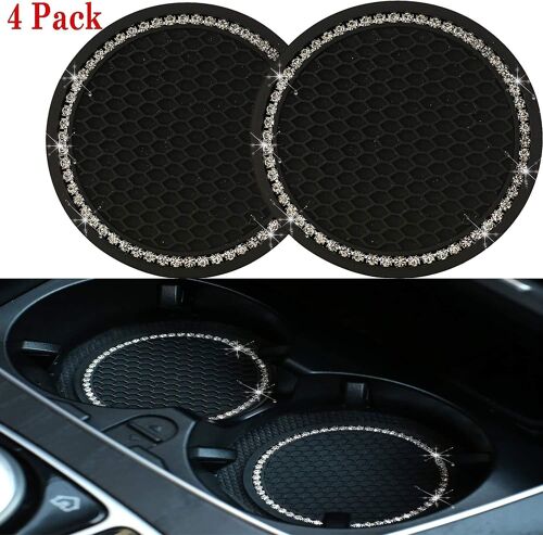 Auto Cup Insert Coasters, 2,75 Pouces Acsergery Silicone Anti Slip Crystal Rhinestone Car Gift