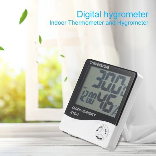Thermomètre D'intérieur Lcd Avec Alarme Et Horloge Htc 1, Humidimètre Numérique Pour La Chambre À Coucher, Accessoires Ménagers