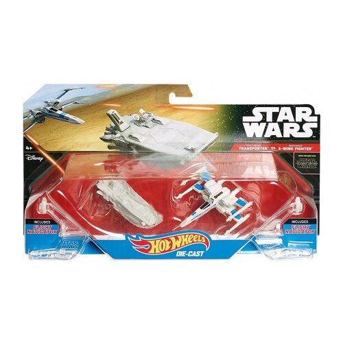 Pack De 2 Vaisseaux Star Wars : Transporter Et X-Wing Fighter 6.5Cm - Vehicule Hot Wheels - Mattel