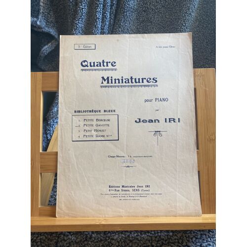 Jean Iri Petit Gavotte Quatre Miniatures Pour Piano N°2 Partition Ed. Jean Iri