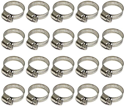 Collier de serrage de tuyau de 20 pièces en acier inoxydable 304 pour tuyau flexible avec un extérieur