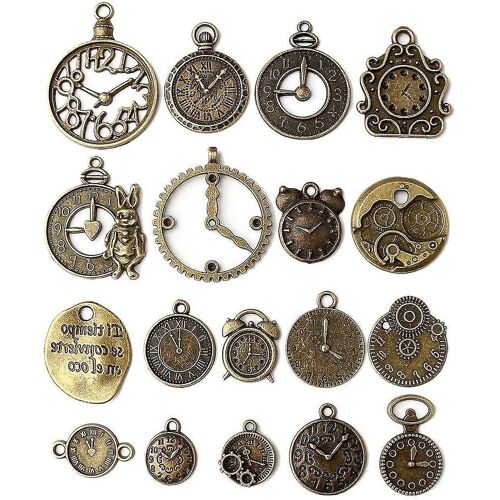 Ensemble De Charmes Suspendus D'horloge: Multicolore Antique Bronze Steampunk Gear Gear Wheel Charms