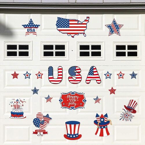 22pcs Patriotique Garage Décoration Aimant Autocollants Joyeux 4 Juillet Aimant Décalcomanies