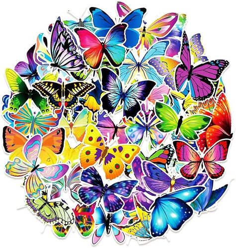 50 Pcs Esthétique Cartoon Insect Butterfly Autocollants en vinyle imperméables pour Acsergery Flacons Cadeau