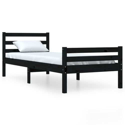 Vidaxl Cadre De Lit Noir Bois Massif 100x200 Cm