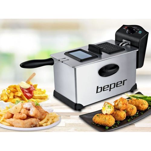 Beper BC.353 Friteuse 3.5L 2000W Pro acier inoxydable