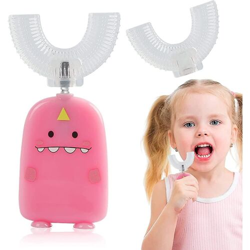 Brosse À Dents En Forme De U Pour Enfants, Brosse À Dents À Bouche Entière De Dinosaure Avec 2 Brosses En Gel De Silice