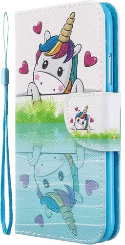 Coque Galaxy S8,Etui Housse Pour Samsung Galaxy S8 Coque Paillette Licorne De Lac Mignon Pu Cuir Flip Wallet Couverture Pour Samsung Galaxy S8,Hx Lake Unicorn