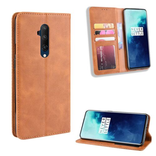 Coque OnePlus 7T Pro,Etui pour OnePlus 7T Pro,Coque en Cuir Vintage pour OnePlus 7T Pro ,Étui à rabat pour OnePlus 7T Pro,Marron