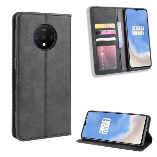 Coque OnePlus 7T,Etui pour OnePlus 7T,Coque en OnePlus 7T Cuir Vintage pour ,Étui à rabat pour OnePlus 7T,Noir