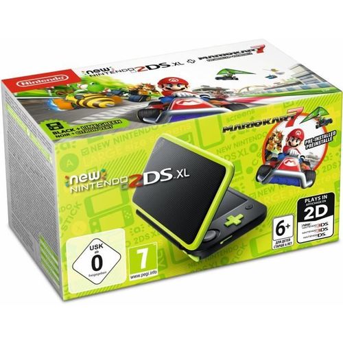 New Nintendo 2ds Xl Noir Vert + Mario Kart 7 Présinstallé