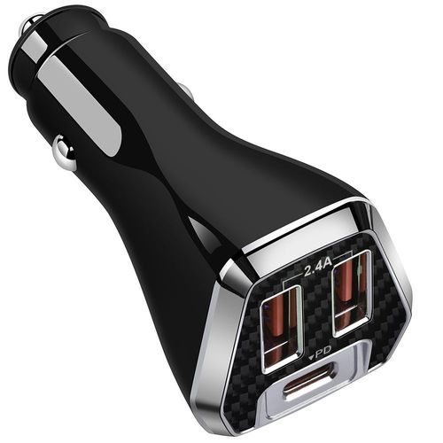 Chargeur De Voiture Universel Téléphone, Usb-C Et Usb-A, Allume-Cigare Noir - E.F.Connection