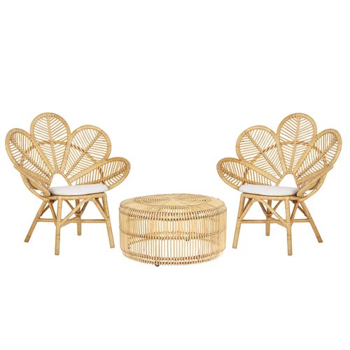 Salon De Jardin En Rotin Clair Table Et 2 Chaises Florentine / Limni