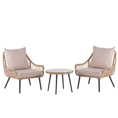 Ensemble Pour Bistro Avec Coussin Naturel Laureto