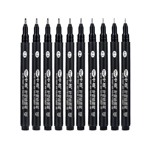 8pcs Noir Mince Liner Stylos Mini Liner Fineliner Stylos De Dessin Pour Artiste Illustration Technique Dra